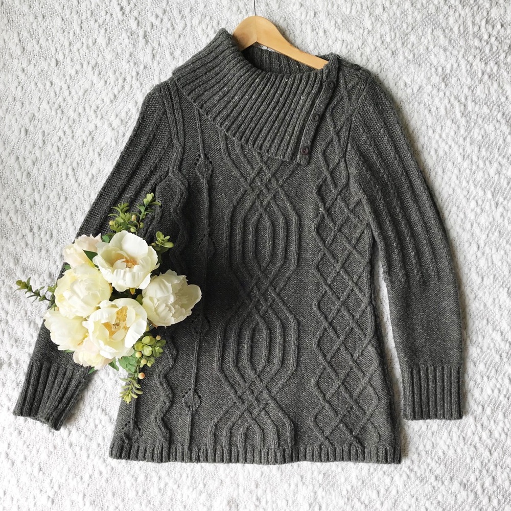 Beatrix OST Cable Knit Pullover Sweater Gray Small